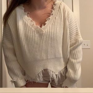 Thick knit white sweater